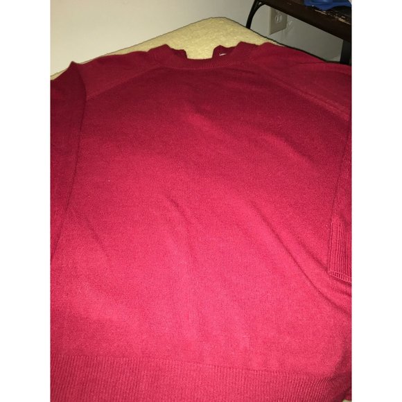 KNIT By Hampshire Studio Red Knit Sweater Mock TurtleNeck Zippered Back Long Sle - Picture 4 of 8